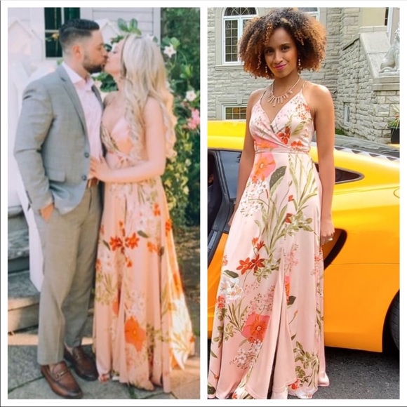 Lulu’s Blush Pink Wrap Midi Dress NEW - Picture 6 of 9